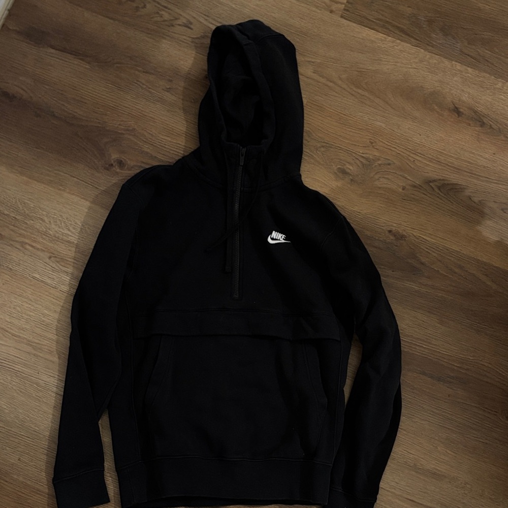 Nike Men's Black Hoodie with White Logo